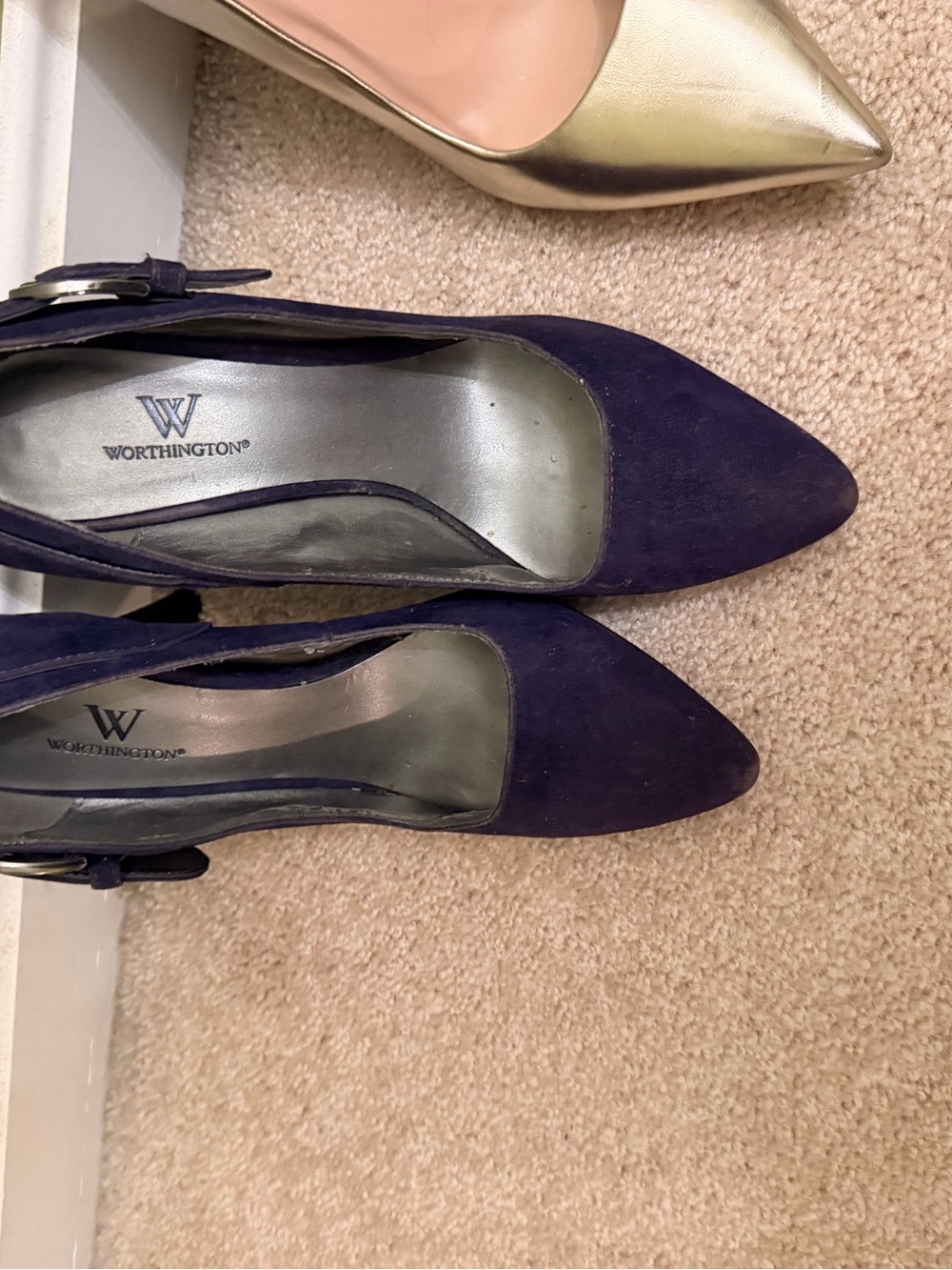 Worthington Navy Pointed Toe Suede Pumps